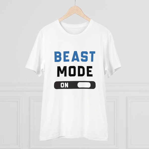 Men's PC Cotton Beast Mode On Printed T Shirt (Color: White, Thread Count: 180GSM) - White, 0.25, Printed, M