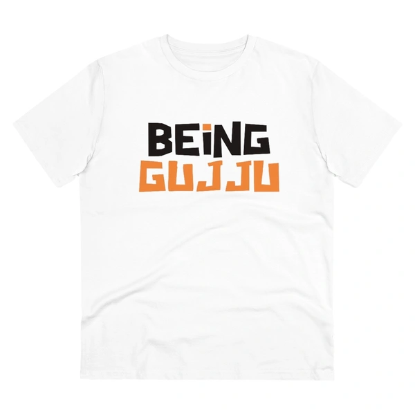 Men's PC Cotton Being Gujju Printed T Shirt (Color: White, Thread Count: 180GSM) - White, 0.25, Solid, XL