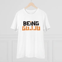Men's PC Cotton Being Gujju Printed T Shirt (Color: White, Thread Count: 180GSM) - White, 0.25, Solid, XL