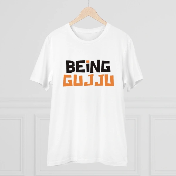 Men's PC Cotton Being Gujju Printed T Shirt (Color: White, Thread Count: 180GSM) - White, 0.25, Solid, XL