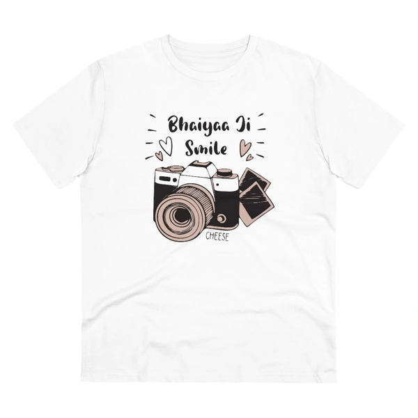 Men's PC Cotton Bhaiya Ji Smile Printed T Shirt (Color: White, Thread Count: 180GSM) - White, 0.25, Solid, 2XL