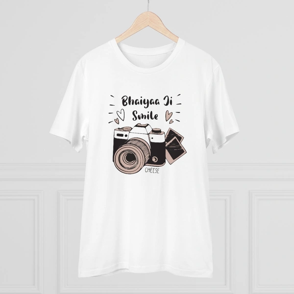Men's PC Cotton Bhaiya Ji Smile Printed T Shirt (Color: White, Thread Count: 180GSM) - White, 0.25, Solid, 2XL