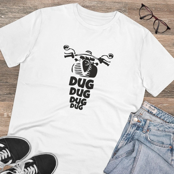 Men's PC Cotton Bike Ride Design Printed T Shirt (Color: White, Thread Count: 180GSM) - White, 0.25, Casual, M