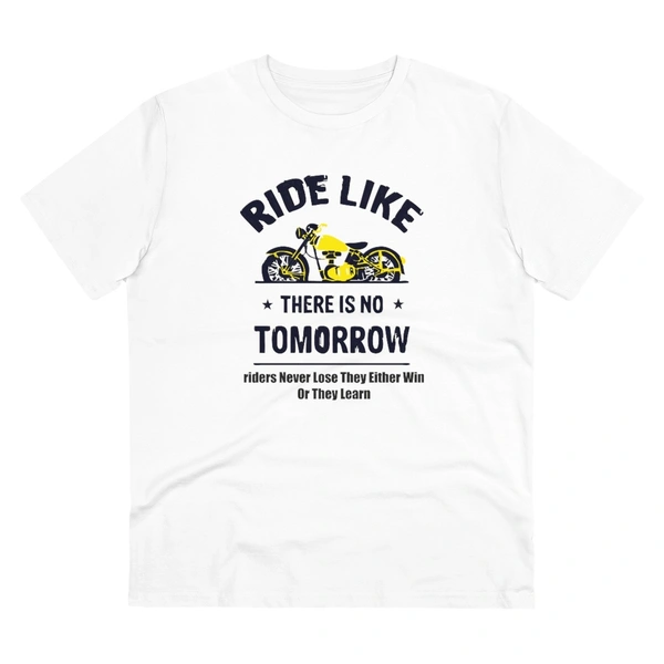 Men's PC Cotton Bike Ride Design Printed T Shirt (Color: White, Thread Count: 180GSM) - White, 0.25, Casual, 2XL