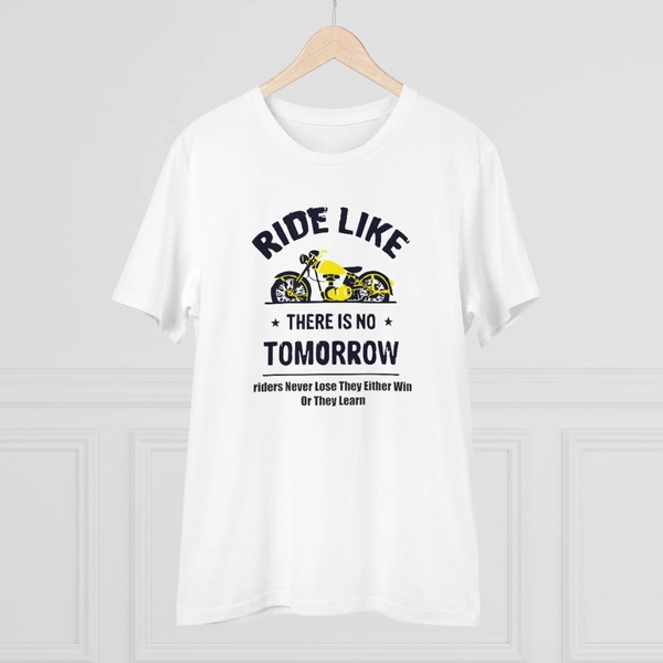 Men's PC Cotton Bike Ride Design Printed T Shirt (Color: White, Thread Count: 180GSM) - White, 0.25, Casual, 2XL