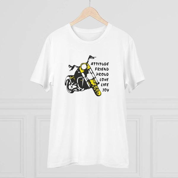 Men's PC Cotton Bike Ride Design Printed T Shirt (Color: White, Thread Count: 180GSM) - White, 0.25, Casual, M