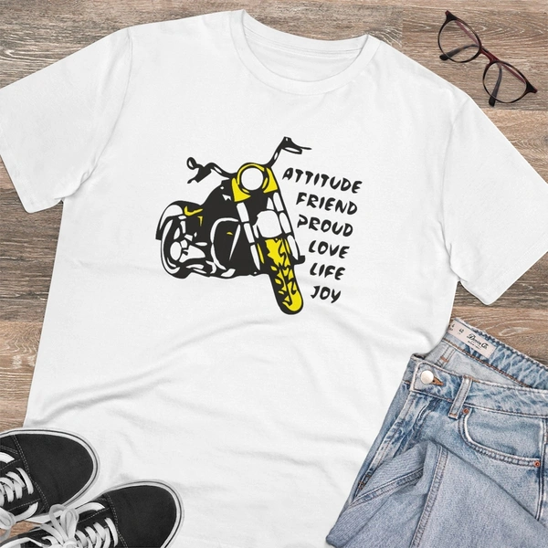 Men's PC Cotton Bike Ride Design Printed T Shirt (Color: White, Thread Count: 180GSM) - White, 0.25, Casual, M