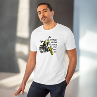 Men's PC Cotton Bike Ride Design Printed T Shirt (Color: White, Thread Count: 180GSM) - White, 0.25, Casual, M
