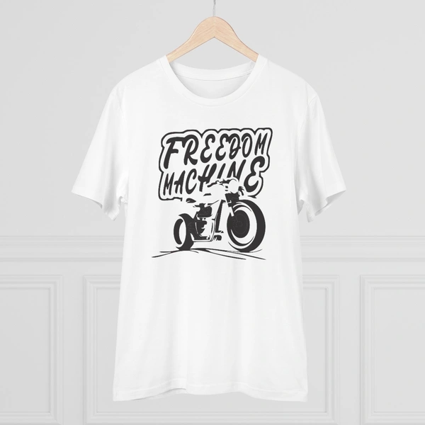 Men's PC Cotton Bike Ride Design Printed T Shirt (Color: White, Thread Count: 180GSM) - White, 0.25, Solid, L