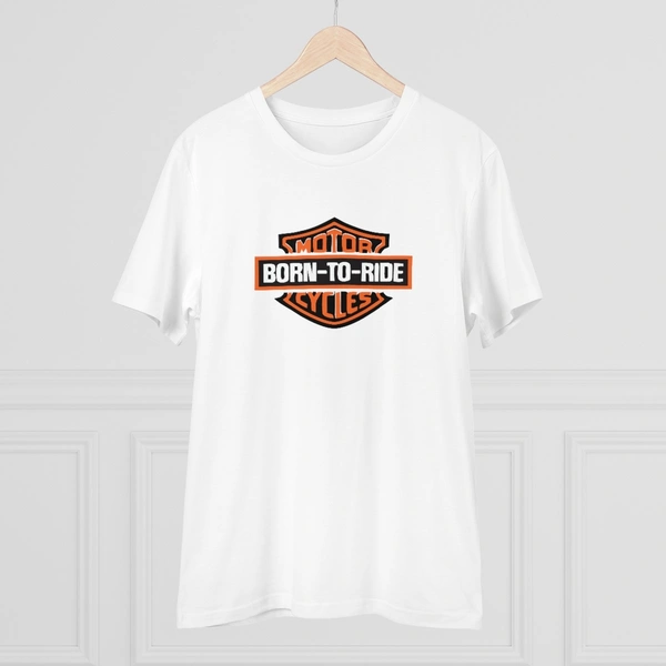 Men's PC Cotton Bike Ride Design Printed T Shirt (Color: White, Thread Count: 180GSM) - White, 0.25, Solid, L