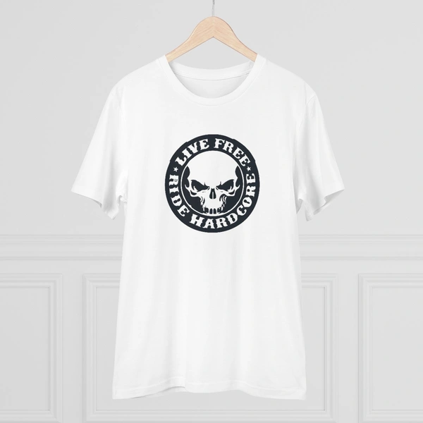 Men's PC Cotton Bike Ride Design Printed T Shirt (Color: White, Thread Count: 180GSM) - White, 0.25, Striped, S