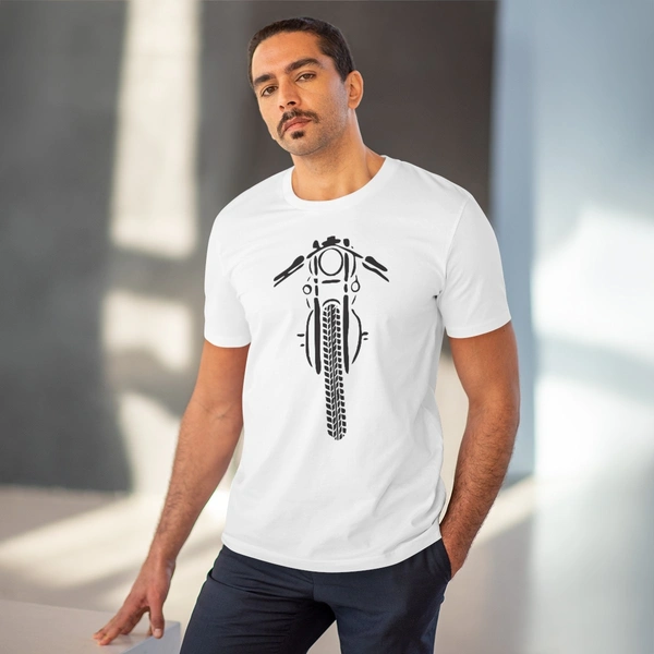 Men's PC Cotton Bike Ride Design Printed T Shirt (Color: White, Thread Count: 180GSM) - White, 0.25, Printed, 2XL