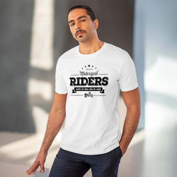 Men's PC Cotton Bike Ride Design Printed T Shirt (Color: White, Thread Count: 180GSM) - White, 0.25, Printed, 2XL