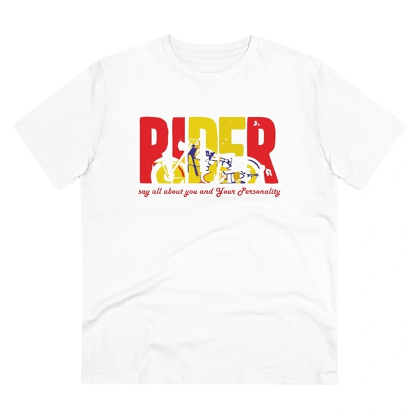 Men's PC Cotton Bike Ride Design Printed T Shirt (Color: White, Thread Count: 180GSM) - White, 0.25, Casual, M