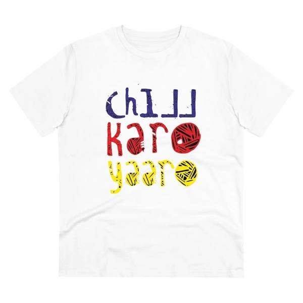 Men's PC Cotton Chil Karo Yaar Printed T Shirt (Color: White, Thread Count: 180GSM) - White, 0.25, Solid, XL