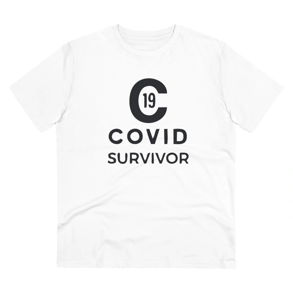 Men's PC Cotton Covid 19 Survivor Printed T Shirt (Color: White, Thread Count: 180GSM) - White, 0.25, Solid, M