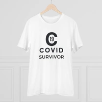 Men's PC Cotton Covid 19 Survivor Printed T Shirt (Color: White, Thread Count: 180GSM) - White, 0.25, Solid, M