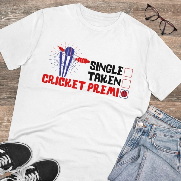 Men's PC Cotton Cricket Design Printed T Shirt (Color: White, Thread Count: 180GSM) - White, 0.25, Printed, M
