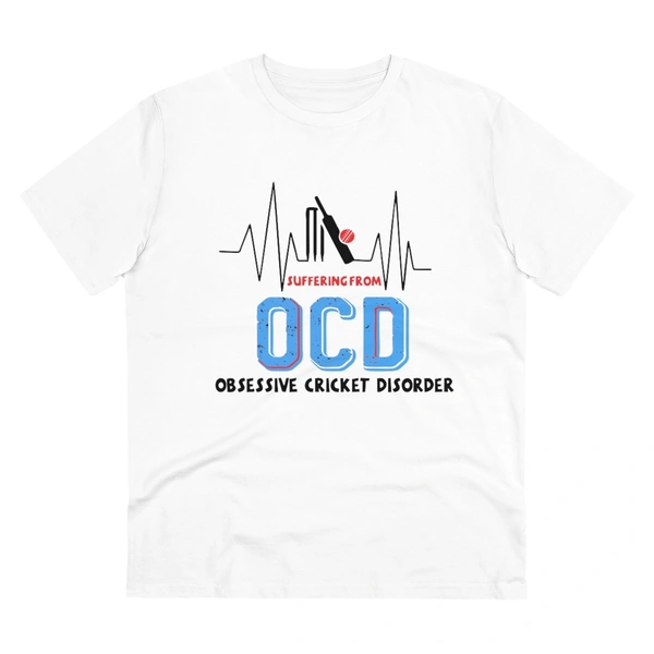 Men's PC Cotton Cricket Design Printed T Shirt (Color: White, Thread Count: 180GSM) - White, 0.25, Solid, L