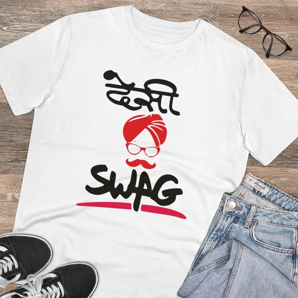 Men's PC Cotton Desi Swag Printed T Shirt (Color: White, Thread Count: 180GSM) - White, 0.25, Printed, 2XL