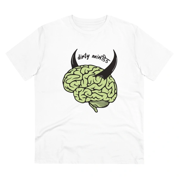 Men's PC Cotton Dirty Minddid Printed T Shirt (Color: White, Thread Count: 180GSM) - White, 0.25, Solid, L