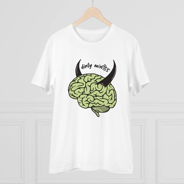 Men's PC Cotton Dirty Minddid Printed T Shirt (Color: White, Thread Count: 180GSM) - White, 0.25, Solid, L