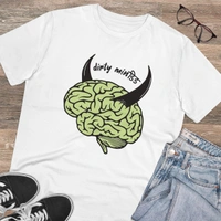Men's PC Cotton Dirty Minddid Printed T Shirt (Color: White, Thread Count: 180GSM) - White, 0.25, Solid, L