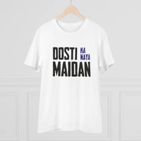 Men's PC Cotton Dosti Ka Naya Maidan Printed T Shirt (Color: White, Thread Count: 180GSM) - White, 0.25, Solid, M