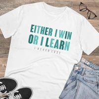 Men's PC Cotton Either I Win Or I Learn Printed T Shirt (Color: White, Thread Count: 180GSM) - White, 0.25, Printed, L
