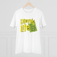 Men's PC Cotton Enjoying Life Printed T Shirt (Color: White, Thread Count: 180GSM) - White, 0.25, Solid, L