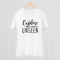 Men's PC Cotton Explore The Unseen Printed T Shirt (Color: White, Thread Count: 180GSM) - White, 0.25, Strip Line, S