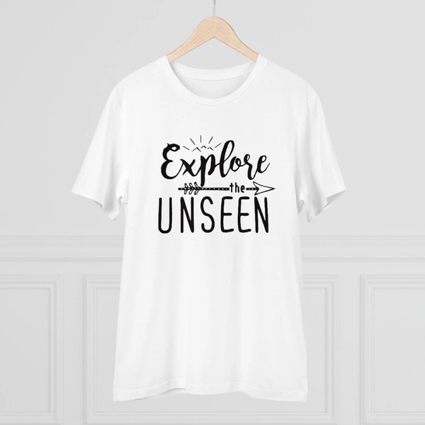 Men's PC Cotton Explore The Unseen Printed T Shirt (Color: White, Thread Count: 180GSM) - White, 0.25, Strip Line, S
