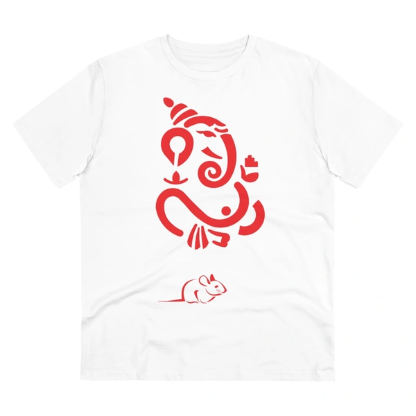 Men's PC Cotton Ganesh Printed T Shirt (Color: White, Thread Count: 180GSM) - White, 0.25, Printed, L