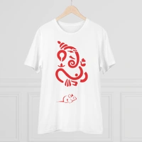 Men's PC Cotton Ganesh Printed T Shirt (Color: White, Thread Count: 180GSM) - White, 0.25, Printed, L