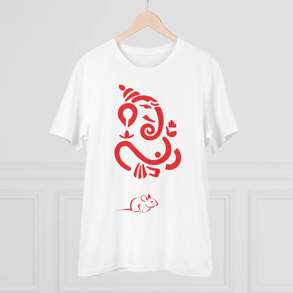 Men's PC Cotton Ganesh Printed T Shirt (Color: White, Thread Count: 180GSM) - White, 0.25, Printed, L