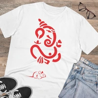 Men's PC Cotton Ganesh Printed T Shirt (Color: White, Thread Count: 180GSM) - White, 0.25, Printed, L