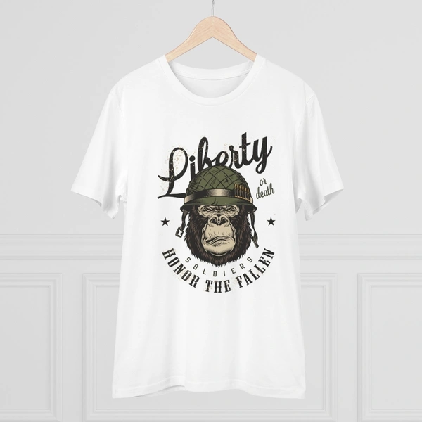 Men's PC Cotton Gorila Desing Printed T Shirt (Color: White, Thread Count: 180GSM) - White, 0.25, Solid, L