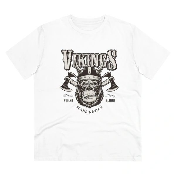 Men's PC Cotton Gorila Desing Printed T Shirt (Color: White, Thread Count: 180GSM) - White, 0.25, Solid, L