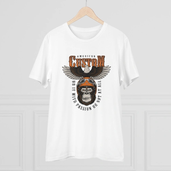 Men's PC Cotton Gorila Desing Printed T Shirt (Color: White, Thread Count: 180GSM) - White, 0.25, Solid, M