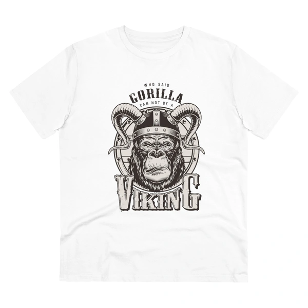 Men's PC Cotton Gorila Desing Printed T Shirt (Color: White, Thread Count: 180GSM) - White, 0.25, Solid, M
