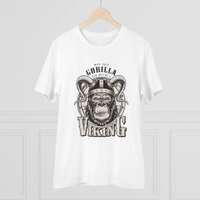 Men's PC Cotton Gorila Desing Printed T Shirt (Color: White, Thread Count: 180GSM) - White, 0.25, Solid, M
