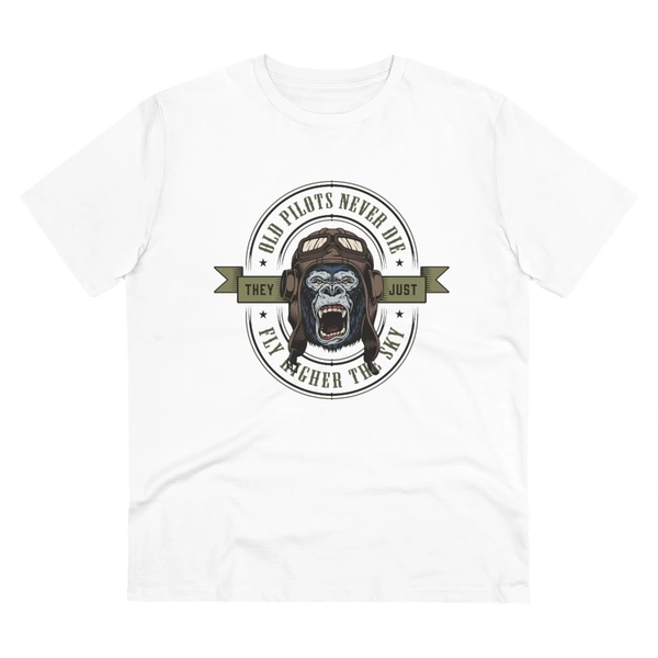 Men's PC Cotton Gorila Desing Printed T Shirt (Color: White, Thread Count: 180GSM) - White, 0.25, Solid, M