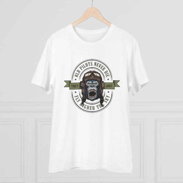 Men's PC Cotton Gorila Desing Printed T Shirt (Color: White, Thread Count: 180GSM) - White, 0.25, Solid, M