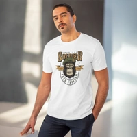 Men's PC Cotton Gorila Desing Printed T Shirt (Color: White, Thread Count: 180GSM) - White, 0.25, Solid, L