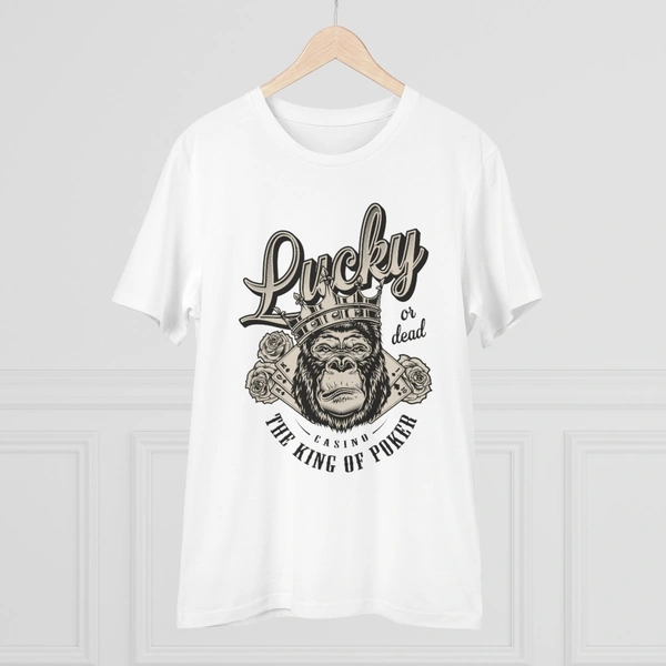 Men's PC Cotton Gorila Desing Printed T Shirt (Color: White, Thread Count: 180GSM) - White, 0.25, Solid, XL
