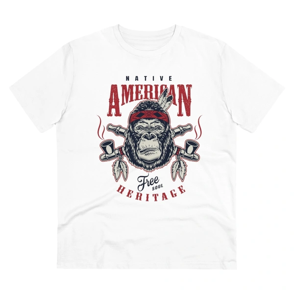 Men's PC Cotton Gorila Desing Printed T Shirt (Color: White, Thread Count: 180GSM) - White, 0.25, Solid, L