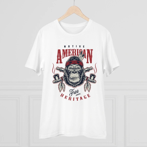 Men's PC Cotton Gorila Desing Printed T Shirt (Color: White, Thread Count: 180GSM) - White, 0.25, Solid, L