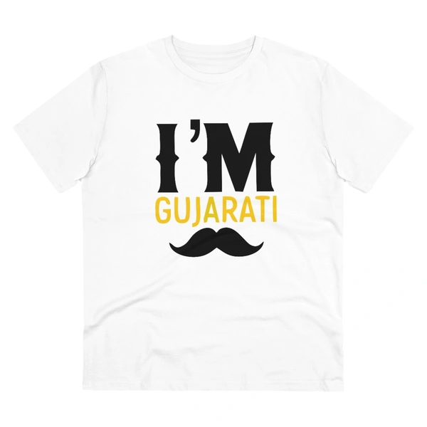Men's PC Cotton I Am Gujarati Printed T Shirt (Color: White, Thread Count: 180GSM) - White, 0.25, Solid, L