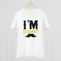 Men's PC Cotton I Am Gujarati Printed T Shirt (Color: White, Thread Count: 180GSM) - White, 0.25, Solid, L