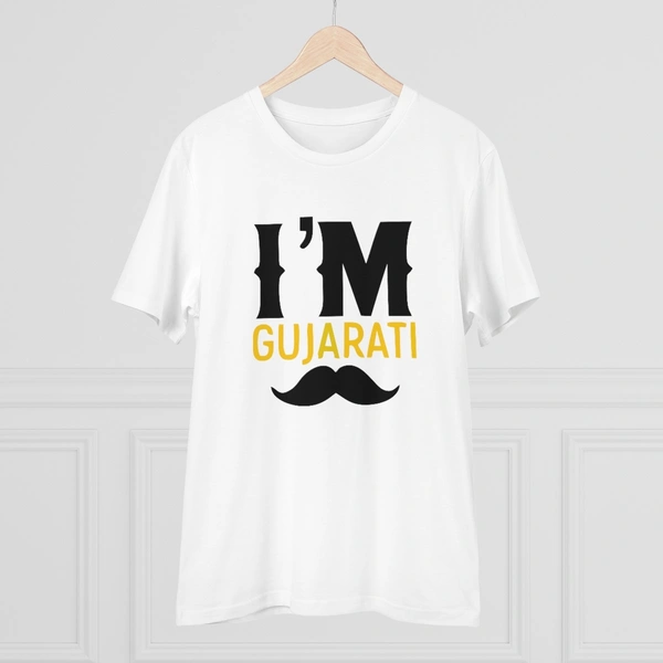 Men's PC Cotton I Am Gujarati Printed T Shirt (Color: White, Thread Count: 180GSM) - White, 0.25, Solid, L